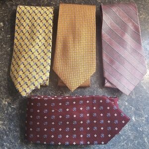 JOS A BANK Executive 100% Silk Tie Men's Lot of 4 Neckties Yellow Orange Pink